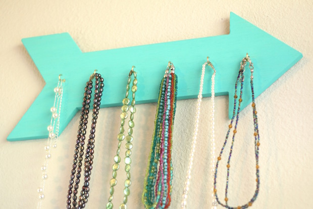 DIY wood arrow jewerly holder with supplies from Target